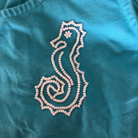 SUSAN BRISTOL Beaded Seahorse Turquoise Sleeveless Maxi Dress Vintage M - Picture 6 of 15